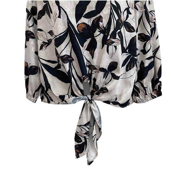 Sam & Lavi Small Blouse Floral Print Tie Up Front 3/4 Sleeve Top Leaf - Picture 7 of 10